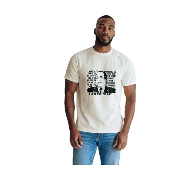 The Office Stanley Men's T-Shirt "I Love Pretzel Day" Unisex White Sz Medium New - Picture 2 of 12